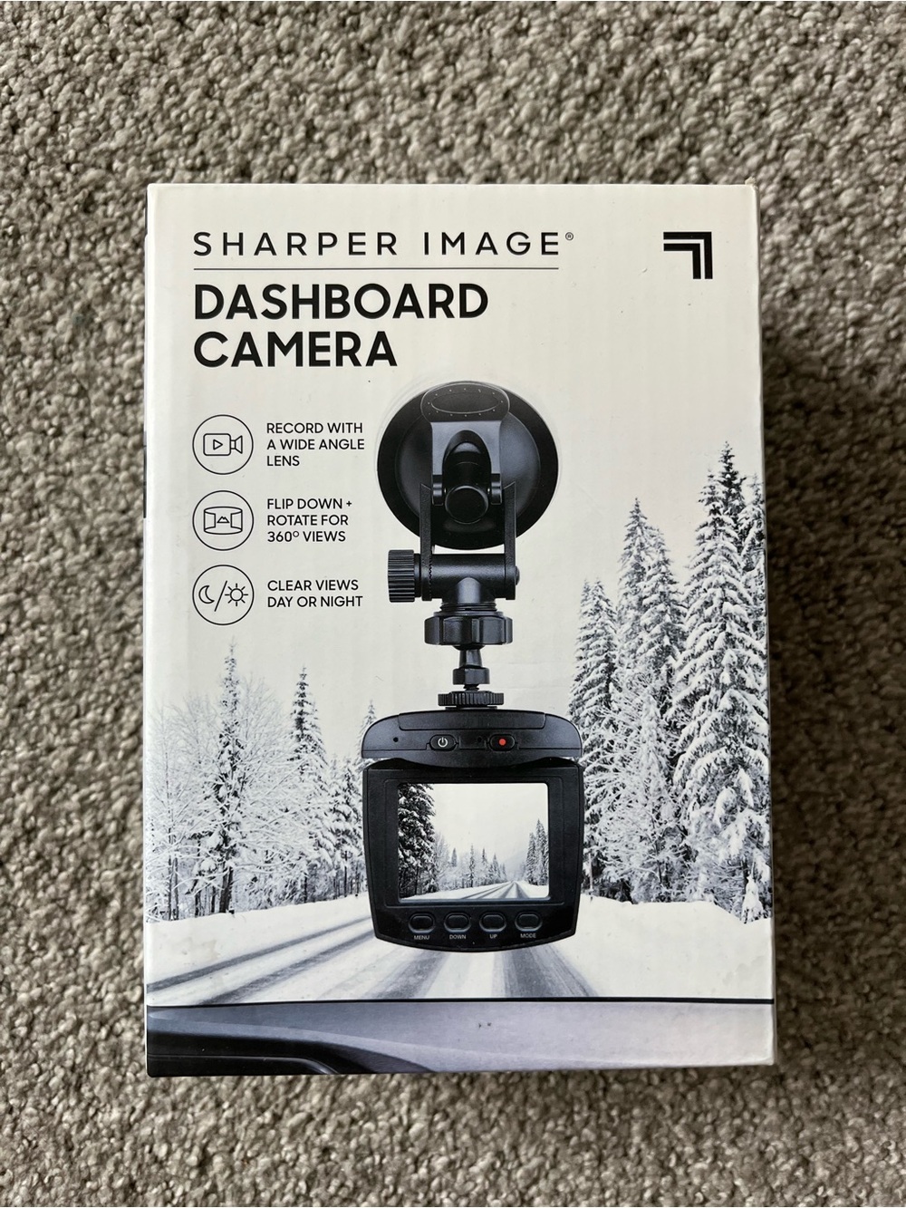 Sharper Image Black Dashboard Camera with Wide-Angle Lens